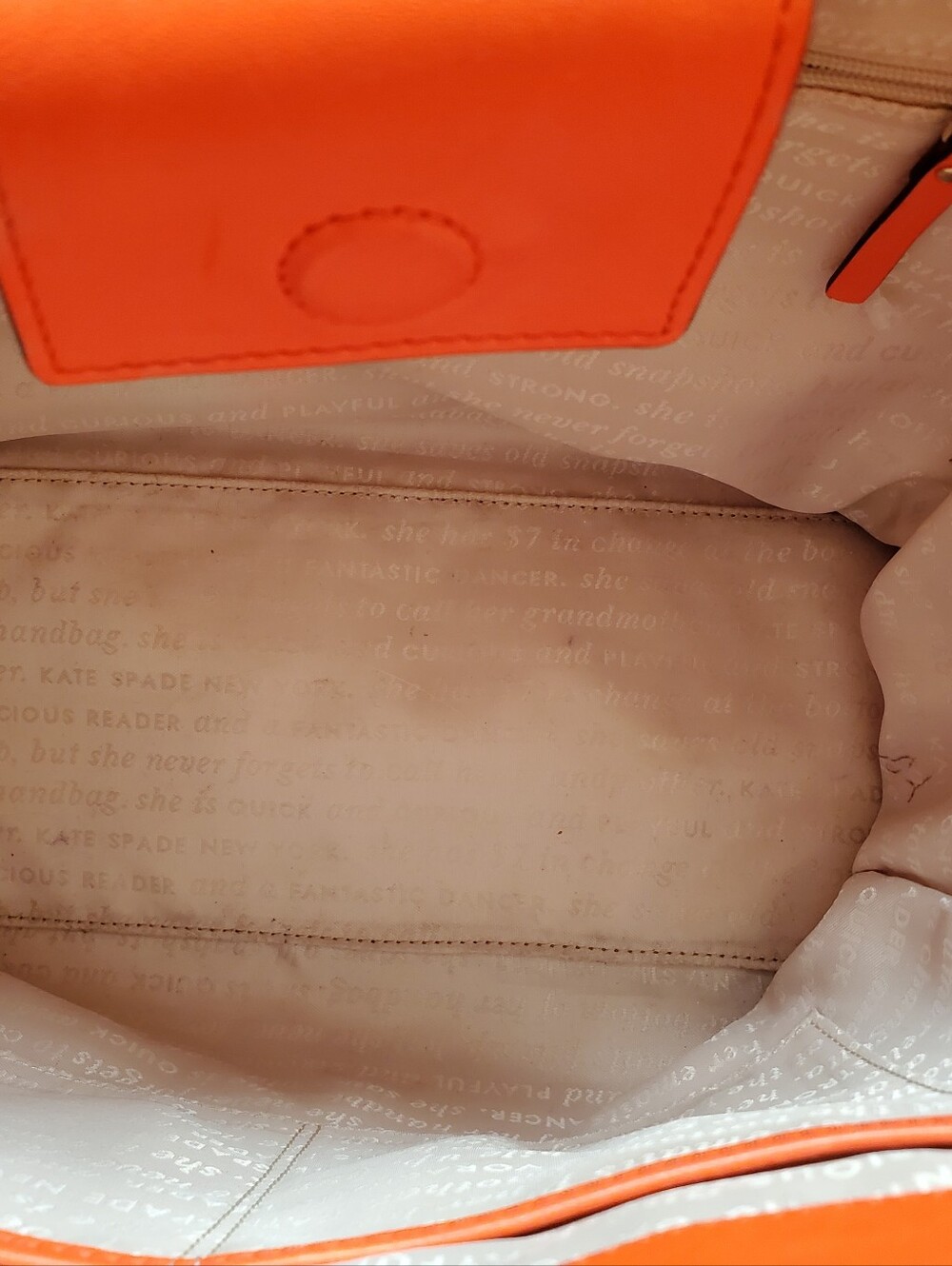 KATE SPADE BRIGHTSPOT GRAYCE LEATHER TOTE BAG PINK ORANGE - Picture 8 of 9